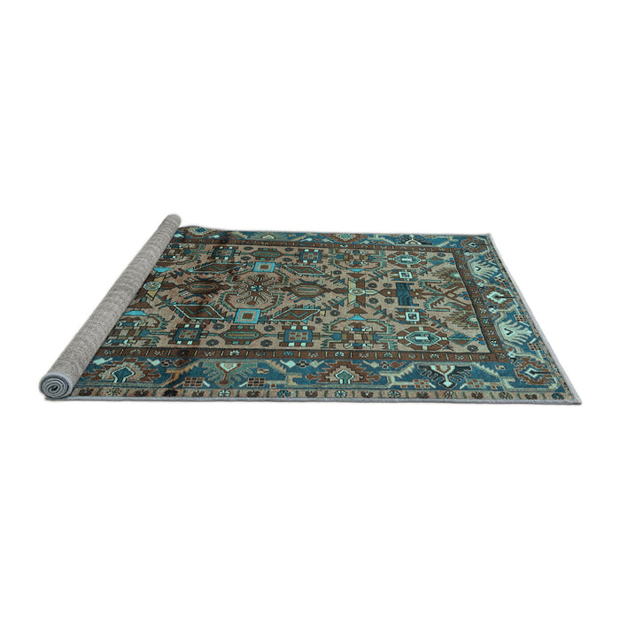 Sideview of Machine Washable Persian Light Blue Traditional Rug, wshtr579lblu