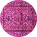 Round Machine Washable Persian Pink Traditional Rug, wshtr579pnk