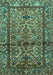 Machine Washable Persian Turquoise Traditional Area Rugs, wshtr579turq