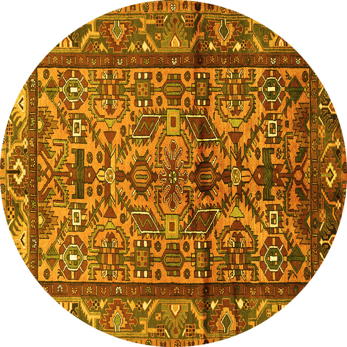 Round Persian Yellow Traditional Rug, tr579yw