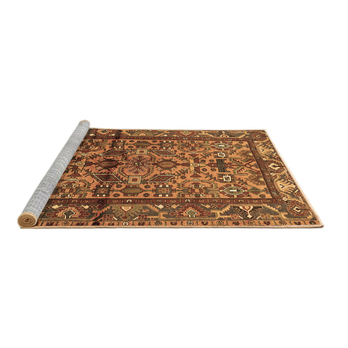 Sideview of Machine Washable Persian Brown Traditional Rug, wshtr579brn