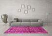 Machine Washable Persian Pink Traditional Rug in a Living Room, wshtr579pnk