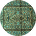 Round Persian Turquoise Traditional Rug, tr579turq