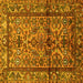 Square Machine Washable Persian Yellow Traditional Rug, wshtr579yw