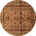 Round Machine Washable Persian Brown Traditional Rug, wshtr579brn