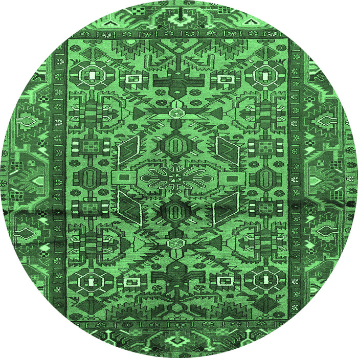 Round Persian Emerald Green Traditional Rug, tr579emgrn