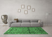 Machine Washable Persian Emerald Green Traditional Area Rugs in a Living Room,, wshtr579emgrn