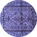 Round Machine Washable Persian Blue Traditional Rug, wshtr579blu