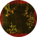 Round Oriental Yellow Asian Inspired Rug, tr57yw