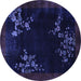 Round Oriental Blue Asian Inspired Rug, tr57blu