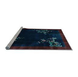 Sideview of Machine Washable Oriental Light Blue Asian Inspired Rug, wshtr57lblu