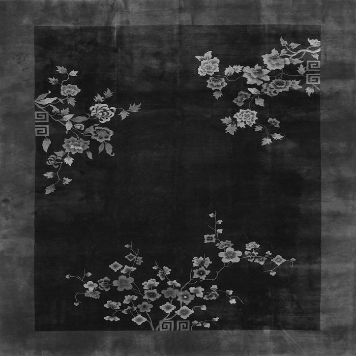 Round Machine Washable Oriental Gray Asian Inspired Rug, wshtr57gry