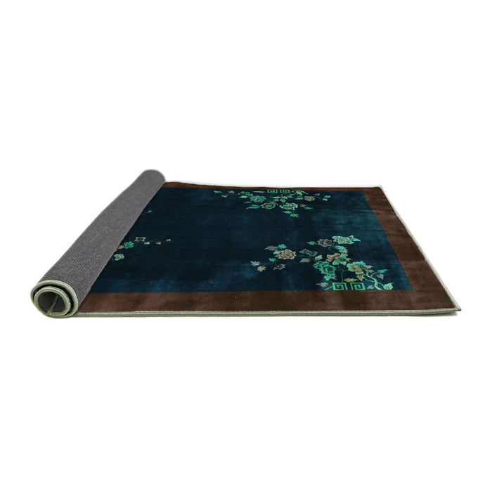 Sideview of Oriental Turquoise Asian Inspired Rug, tr57turq