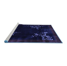 Sideview of Machine Washable Oriental Blue Asian Inspired Rug, wshtr57blu