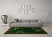 Machine Washable Oriental Green Asian Inspired Area Rugs in a Living Room,, wshtr57grn