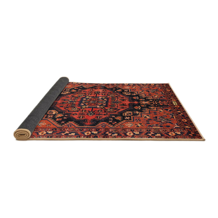 Sideview of Traditional Saffron Red Persian Rug, tr580