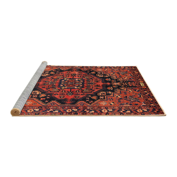 Sideview of Machine Washable Traditional Saffron Red Rug, wshtr580