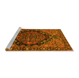 Sideview of Machine Washable Persian Yellow Traditional Rug, wshtr580yw
