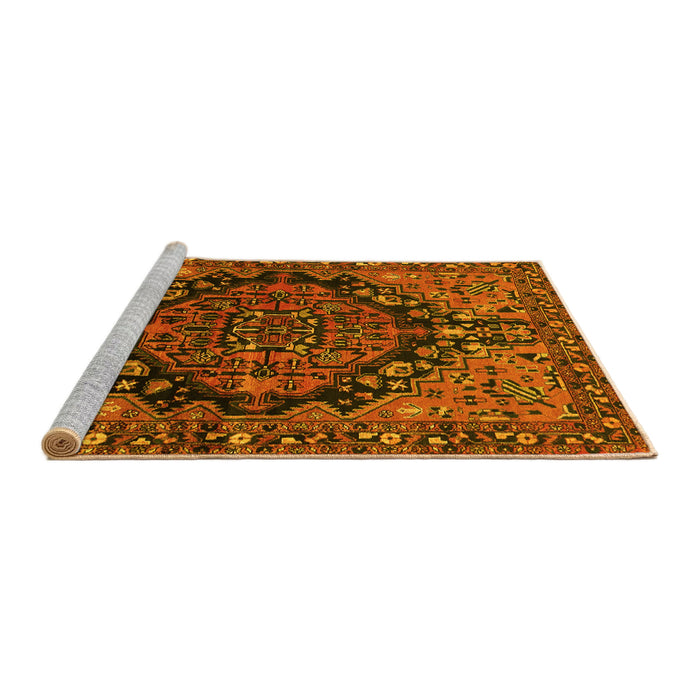 Sideview of Machine Washable Persian Yellow Traditional Rug, wshtr580yw