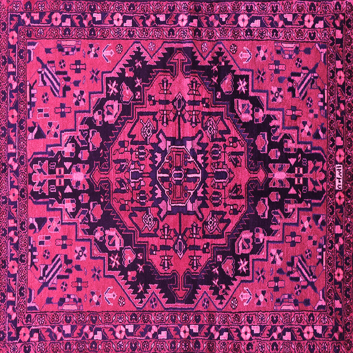 Square Machine Washable Persian Pink Traditional Rug, wshtr580pnk