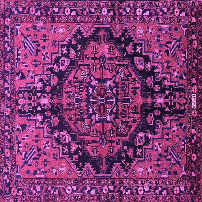 Square Machine Washable Persian Purple Traditional Area Rugs, wshtr580pur