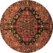 Round Persian Brown Traditional Rug, tr580brn