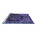 Sideview of Machine Washable Persian Blue Traditional Rug, wshtr580blu