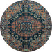 Round Persian Light Blue Traditional Rug, tr580lblu