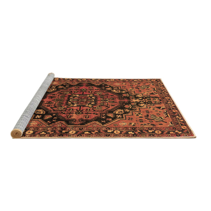 Sideview of Machine Washable Persian Brown Traditional Rug, wshtr580brn