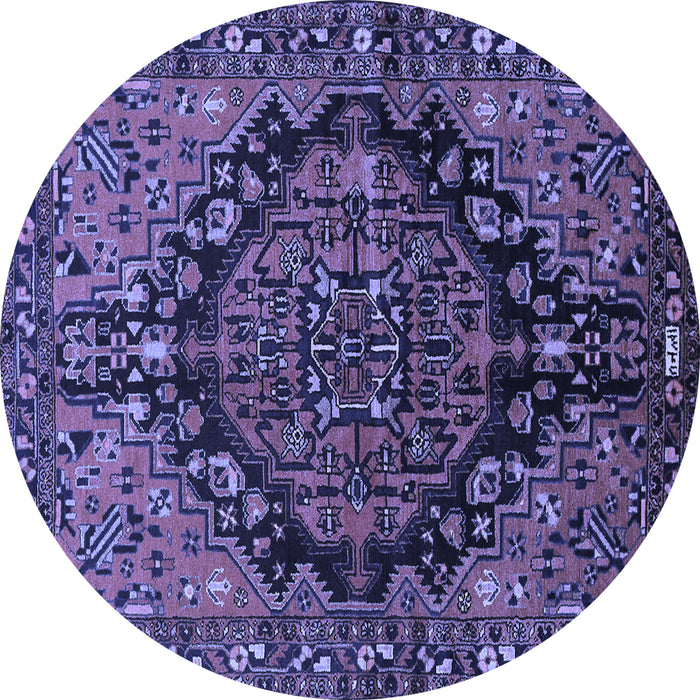 Round Machine Washable Persian Blue Traditional Rug, wshtr580blu