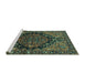 Sideview of Machine Washable Persian Turquoise Traditional Area Rugs, wshtr580turq