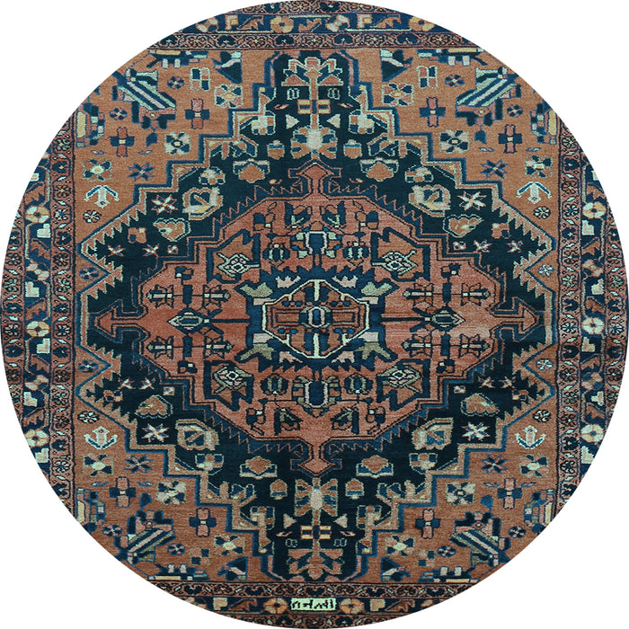 Round Machine Washable Persian Light Blue Traditional Rug, wshtr580lblu