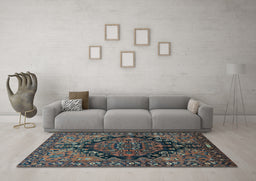 Machine Washable Persian Light Blue Traditional Rug in a Living Room, wshtr580lblu