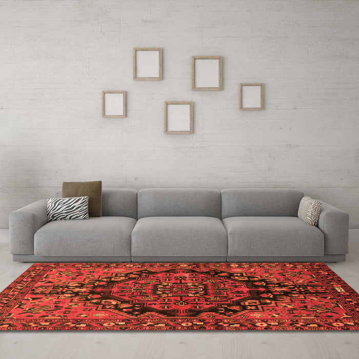 Machine Washable Persian Orange Traditional Area Rugs in a Living Room, wshtr580org