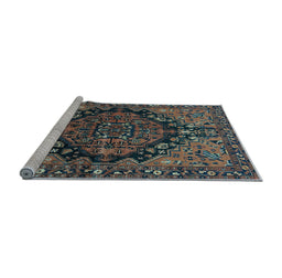 Sideview of Machine Washable Persian Light Blue Traditional Rug, wshtr580lblu