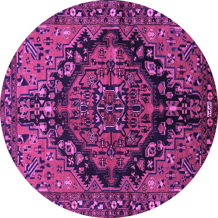 Round Machine Washable Persian Purple Traditional Area Rugs, wshtr580pur