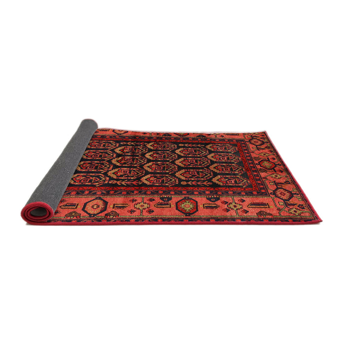 Sideview of Traditional Dark Sienna Brown Persian Rug, tr581