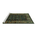 Sideview of Machine Washable Persian Turquoise Traditional Area Rugs, wshtr581turq