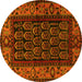 Round Machine Washable Persian Yellow Traditional Rug, wshtr581yw