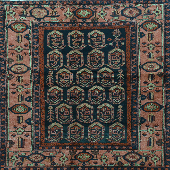 Square Machine Washable Persian Light Blue Traditional Rug, wshtr581lblu