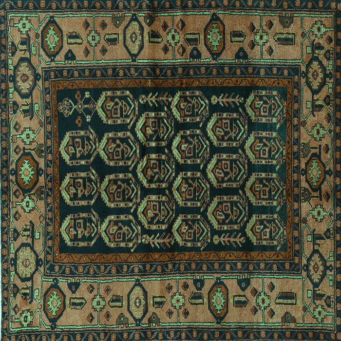 Square Machine Washable Persian Turquoise Traditional Area Rugs, wshtr581turq