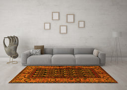 Machine Washable Persian Yellow Traditional Rug in a Living Room, wshtr581yw