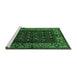 Sideview of Machine Washable Persian Emerald Green Traditional Area Rugs, wshtr581emgrn