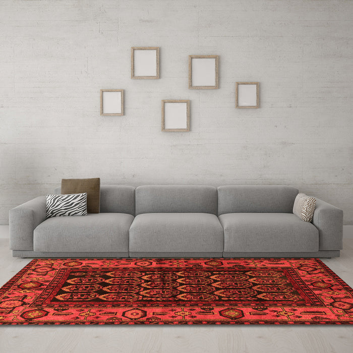 Machine Washable Persian Orange Traditional Area Rugs in a Living Room, wshtr581org