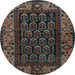 Round Machine Washable Persian Light Blue Traditional Rug, wshtr581lblu