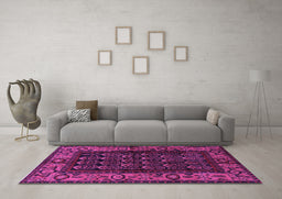 Machine Washable Persian Purple Traditional Area Rugs in a Living Room, wshtr581pur
