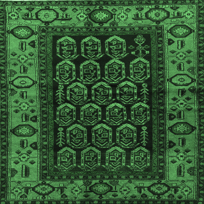 Square Persian Emerald Green Traditional Rug, tr581emgrn