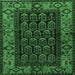 Square Machine Washable Persian Emerald Green Traditional Area Rugs, wshtr581emgrn