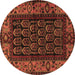 Round Persian Brown Traditional Rug, tr581brn