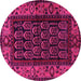 Round Machine Washable Persian Pink Traditional Rug, wshtr581pnk